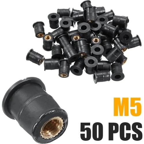 50pcs/Set M5 Metric Rubber Well Nuts Windscreen Windshield Fairing Cowl Auto Motorbike Motorcycle Off-road Parts