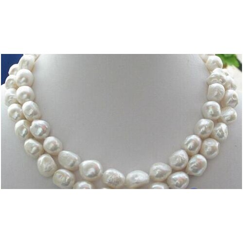 9-13mm BLANC BAROQUE CULTURE D'EAU DOUCE COLLIER de PERLES 32"
