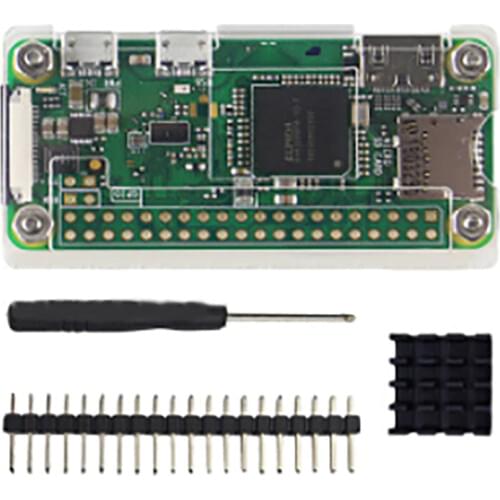 Acrylic Case 4 In 1 Kit For Raspberry Pi Zero Acrylic Cover Shell+Aluminum Heat Sink+GPIO 40 Pin Connector+Screwdriver