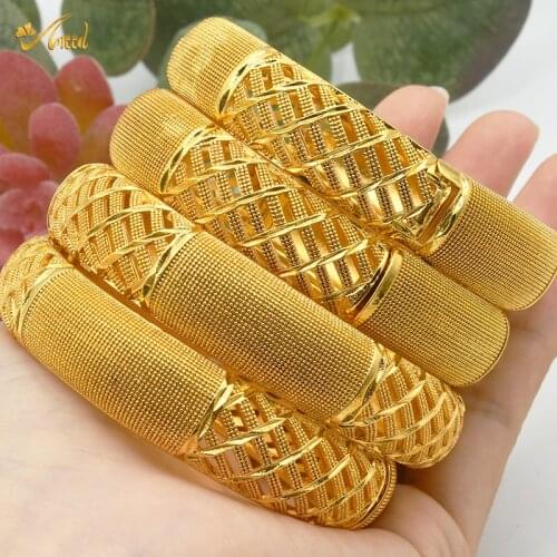ANIID 24K Jewelry Dubai Bangles Pure Gold African Cc Bracelet Cuff Wholesale Designer Copper Jewellery Wedding Luxury Hawaiian