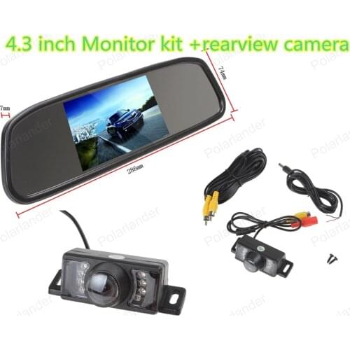 Car kit with reverse parking camera IR night vision+ 4.3 inch tft lcd Rearview Mirror Monitor kit