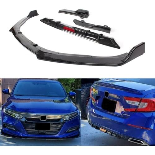 For Honda Accord 2018 2019 Car Lip Spoiler Trim Front + Rear Bumper Splitter Body Kits Protector ABS
