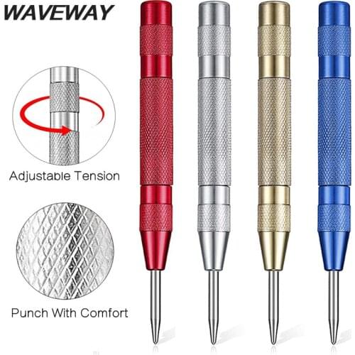 Black / Gold 5 Inch Automatic Center Drill Bit Pin Punch Spring Loaded Marking Starting Holes Hand Tools