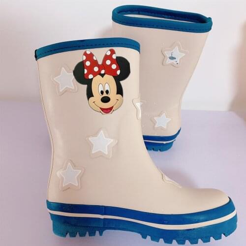 Disney childrens cartoon Mickey Mouse color-changing rain boots for girls non-slip soft-soled rain boots water shoes