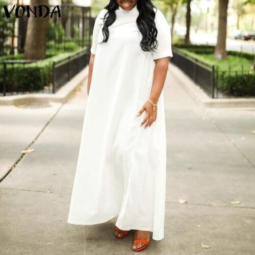 Elegant Muslim Long Maxi Dress Women Vintage Turtleneck Party Maxi Dresses 2021 VONDA Female Casual Holiday Vestidos