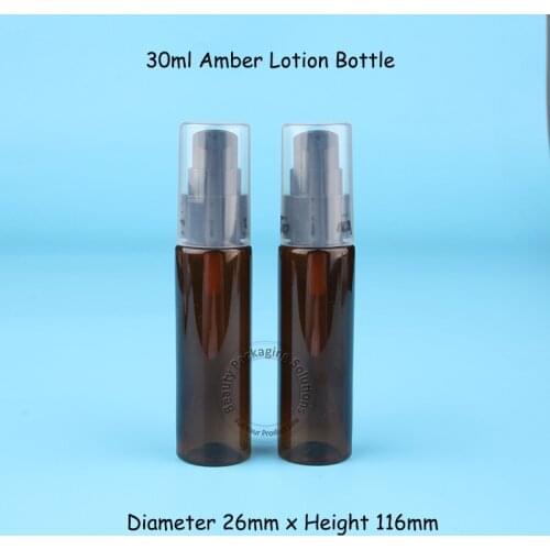 30pcs/Lot Promotion Amber Plastic 30ml Lotion Bottles with Black Pump 1 OZ Women Cosmetic Container 30cc Refillable Packaging