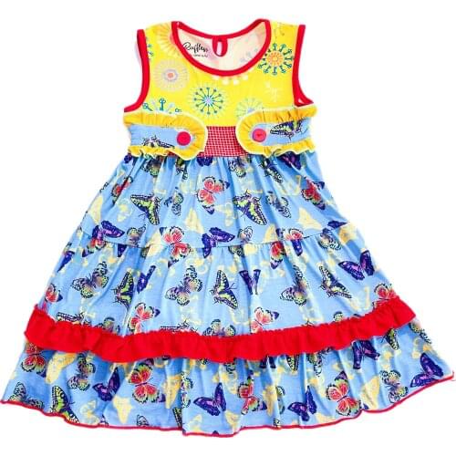 TUTU AND LULU cotton Toddler Summer Big flower Girls dress Hot Sale New style Dress for present 2T-8T