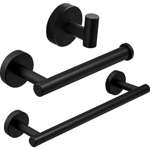 SUS304 Black Bathroom Hardware Set Towel Bar Rack Toilet Paper Holder Robe Hook Stainless Steel Gold Bathroom Accessories