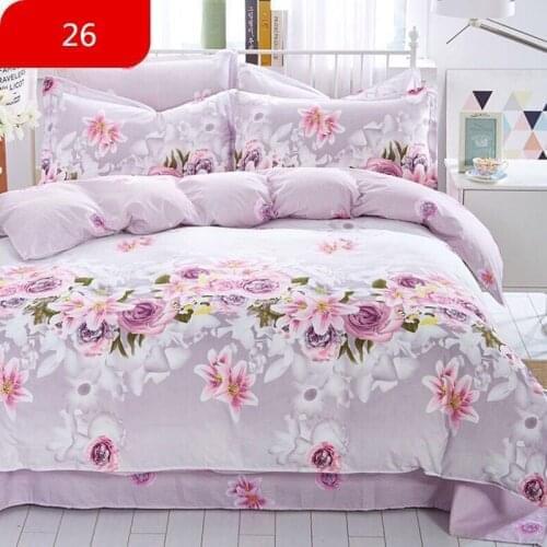4 Pcs/Set Classic Bedding Set 4 sizes Grey Blue Flower Bed Linen Duvet Cover Set Pastoral Bed Sheet AB Side Duvet Cover 2019 Bed