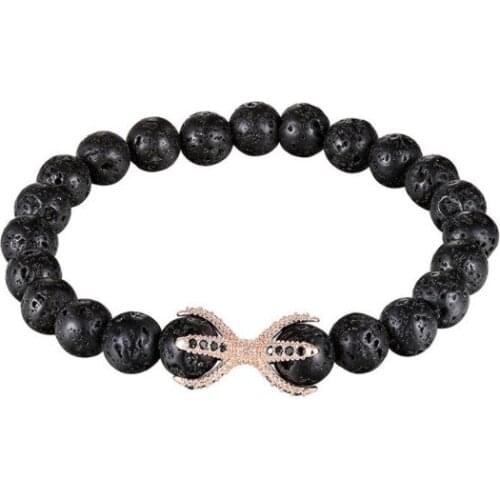 8mm crown elastic gold silver copper cz zircon cubic zirconia beads bohemian Yoga Bracelet agate Onyx Stone Bangles ef2e4