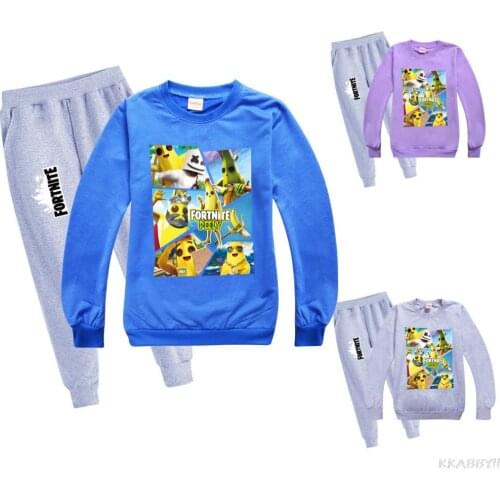 Fortnite Cartoon Boys Girls Suit Long sleeve Sweatshirts + long pants two-piece Spring Autumn Clothing Set