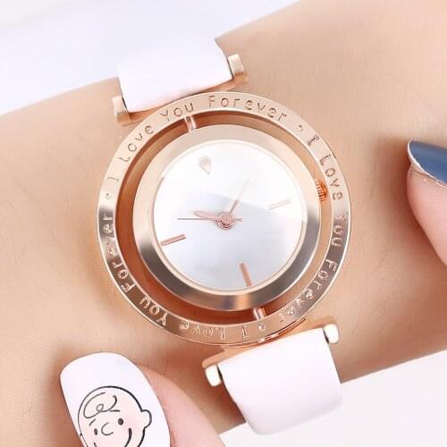 Creative rotating Women Watch Mesh Bracelet Casual Quartz Wrist Women I love you Watches Clock reloj mujer relogio feminino