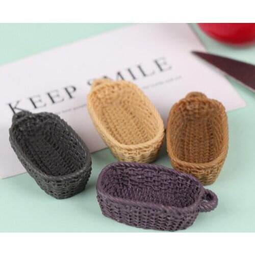 1 :6 /1: 12 Dollhouse Miniature Bread Basket Simulation Food Model Toys Doll House Decoration Accessories