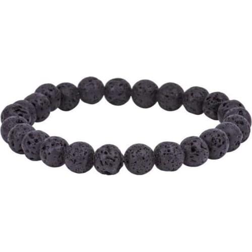 KUTAYDAN 925 Sterling Black Lava Stone Men Bracelet