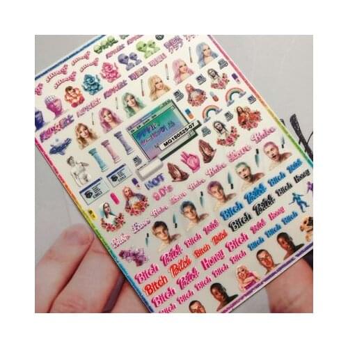 New DIY Funny Emotion Japanese Style Nail Stickers Light Traceless Nail Decals Factory Sale Price Back Adhesive Paper Stickers