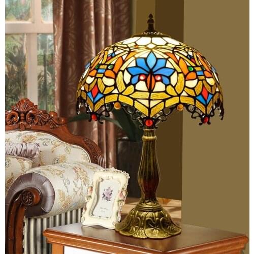 GIRBAN Table Lamp Stained Glass Bedroom yeelight Restaurant Bar Hotel Decoration Bedside Glazed desk Lamps night light for home