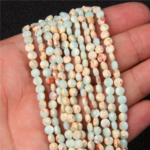 Natural Shoushan Stone Snakeskin Blue Stone Beads 4mm 6mm Round Faceted Beads for Jewelry Making DIY Necklace Bracelet Earings