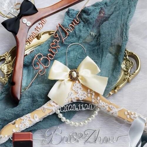 Bride and Groom Hanger Set,Lace Hanger,Mr and Mrs Hanger,Bride Hanger,Name Nanger,Bridal Party Gifts