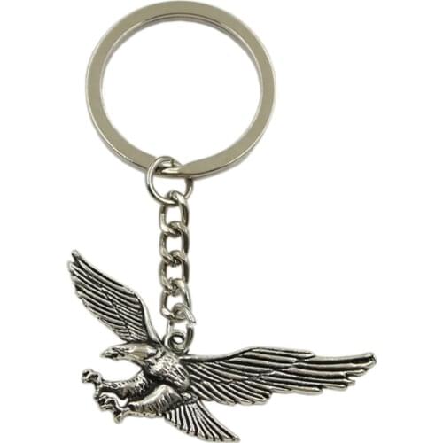 New Fashion Men High Quality Car Keychain DIY Metal Holder Chain Silver Color Hawk Eagle Pendant For Gift