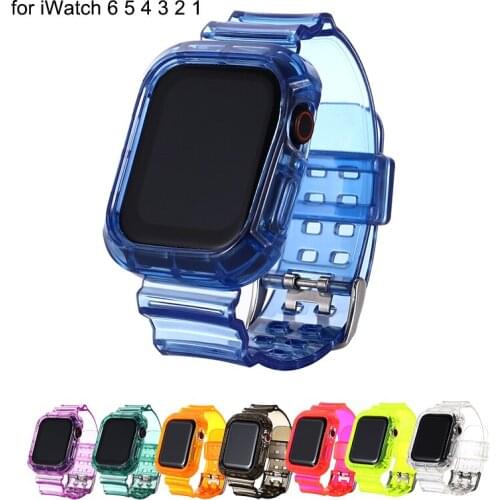 New Transparent Fluorescent Silicone Strap for Apple Watch Serie 6 iwatch 5 4 3 2 1 Watch Band 38/40mm 42/44mm Plastic Strap