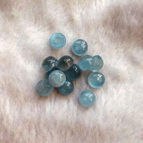 Wholesale 2pcs A Quality Aquamarines Bead Cabochon 8mm Round Gem Stone Loose Bead Round Cabochon,Gem Ring Face for jewelry diy