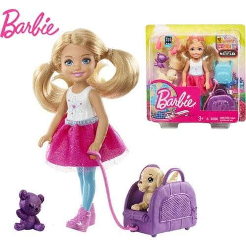 Original Barbie Travel Dolls Chelsea with Puppy Accessories Bonecas Girls Toys for girls Children Reborn Barbie Dolls Juguetes