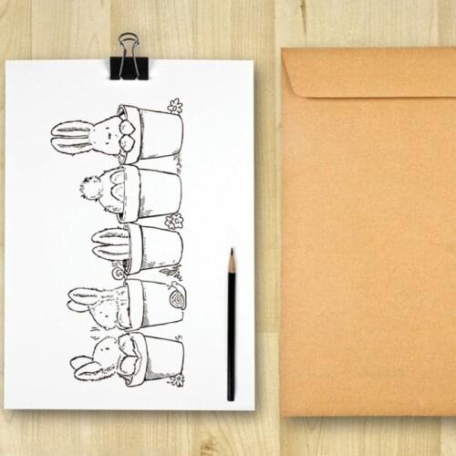 Easter Bunny Potted Plant Silicone Clear Seal Stamp DIY Scrapbooking Embossing H58C