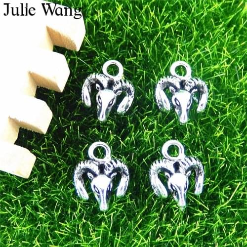 Julie Wang 20pcs Alloy Goat Sheep Head Charms Necklace Pendants Earrings Findings Jewelry Making Accessory