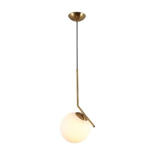 Post-modern Designer Milk White Glass Ball Led E27 Pendant Light for Bedside Foyer Dining Room Bar Gold Iron Glass Suspension