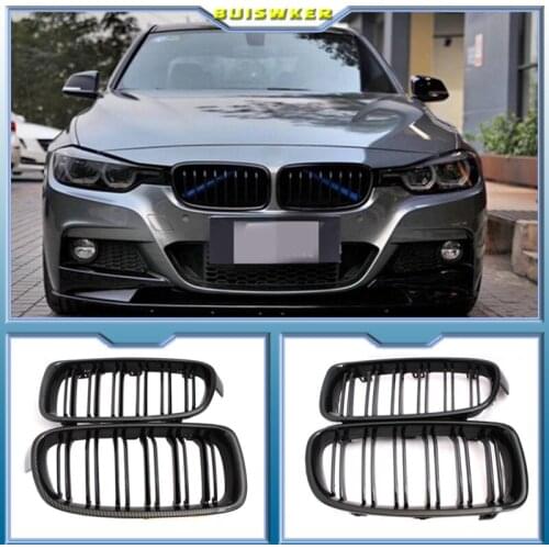 1Pair Gloss Black Front Grille/Grilles Kidney For BMW 3-Series F30 F31 F35 2012-2017 Car Styling