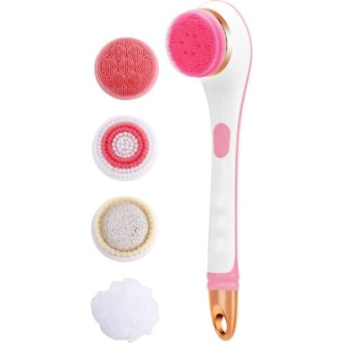 Electric Bath Brush Massage Brush 4 in 1 Multifunctional Long Handle Back Rubbing Brush Bath Instrument