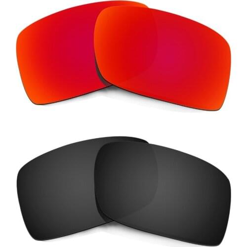 HKUCO For Gascan Sunglasses Replacement Lenses Red/Black 2 Pairs