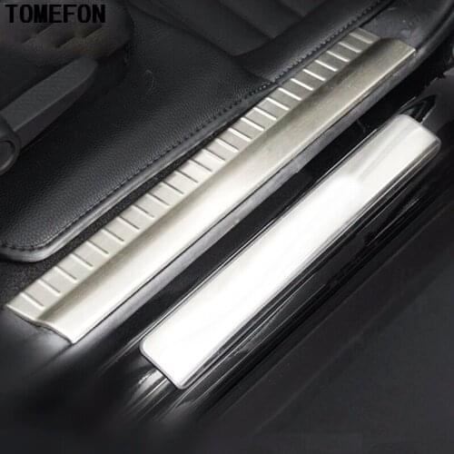 TOMEFON 4pcs For Dodge Journey 2011 2012 2013 2014 Stainless Steel Chrome Interior Inner Door Sill Scuff Plate Guard Trim