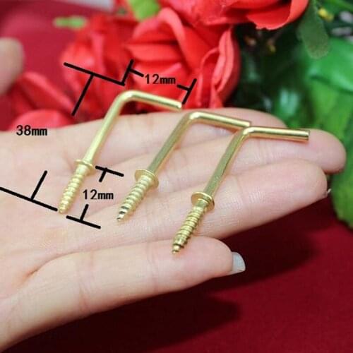 Right Angle Screw Hook,Light Hook,7 Style Hook, L Style,Sheep Eye Hook,Frame Accessories,Yellow Color,38*12mm,10Pcs