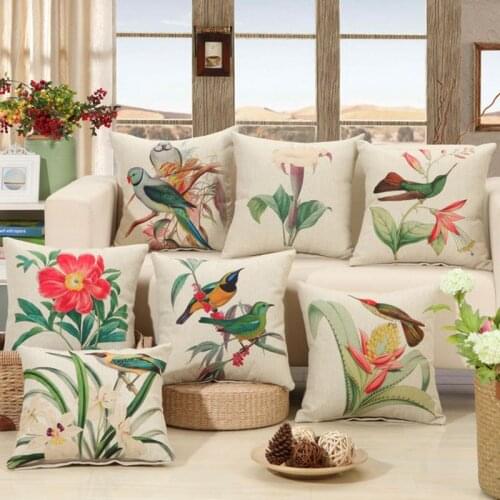 Sparrow 45x45cm Vintage Cotton Linen Wedding Home Decor Cushion Cover Pillow Covering Case Lover Gift