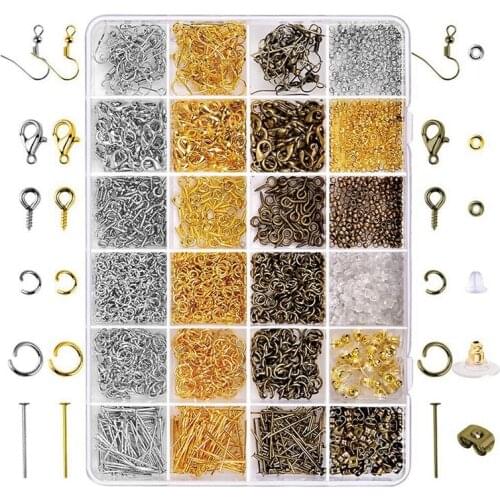 2880Pcs Handmade Ear Hook Earplug Jewelry Making Tool DIY Positioning Bead T Needle Butterfly Earplug Material