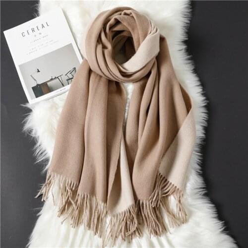 Luna&Dolphin Women European Shawl 180x100cm Virgin Wool Winter Man Scarf Two Side Color Wool Stole Pashmina Tassles Blanket