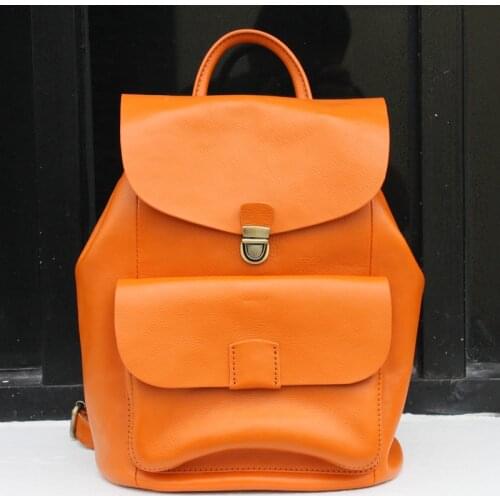 Natural Leather Women Backpacks Vintage Vegetable Tanned Cowhide Casual Luxury Backpack Travel Shoulder School Bags For Girls