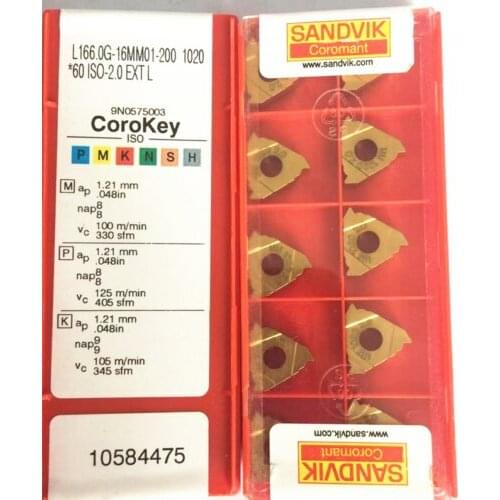 10PCS CARBIDE INSERT L166.0G-16MM01-200 1020