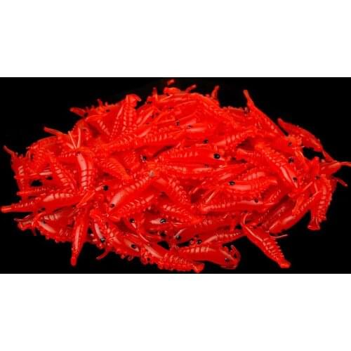 100pcs Fishing Shrimp Bait Soft Silicone Shrimp Fishing Lures 2.8cm Small Light Green Red Shrimp Additive Bass Carp Fish Lures
