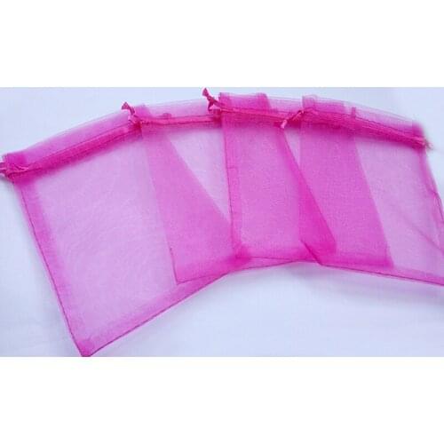 13*18cm 100pcs Rose Red Gift Bags For Jewelry/wedding/christmas/birthday Yarn Bag With Handles Packaging Organza Bags