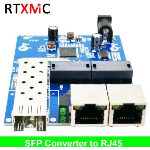 1SFP2RJ45 Fiber Media Converter to RJ45 Gigabit Media Converter 10/100/1000M Ethernet Converter Transceiver fiber optical switch