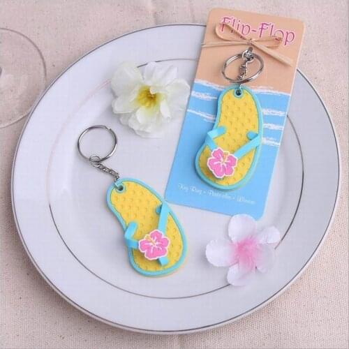 200PCS Wedding Favor Gift "Flip Flop" Decorated Flower Key Ring / Slipper keychain party favor souvenir