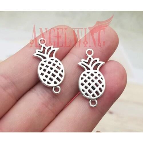 25pcs/Lot--26x12mm,Fruit Pendants Antique Silver Plated Pineapple Connector Charms DIY Supplies Jewelry Making Accessories