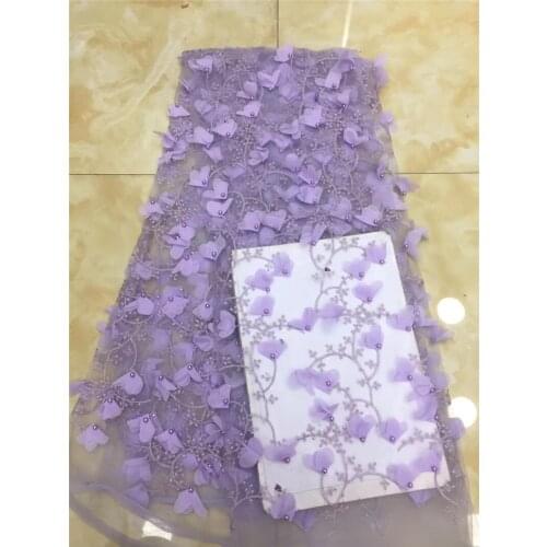 5yards tulle mesh lace fabric 3d flower African French net lace fabric with embroidery for party dress BZL-10125