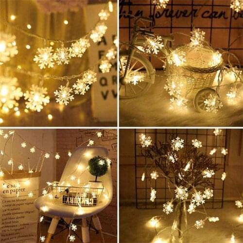 6M 10M 20M LED Snowflake String Fairy Light Garland Battery Operated Christmas Lights For Home Holiday Party New Year Decor