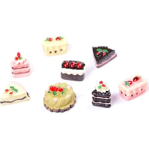 8Pcs/set Mini Cute DIY Miniature Artificial Fake Food Cake Resin Decorative Craft Play Doll House Toy Food Children Girls Gift