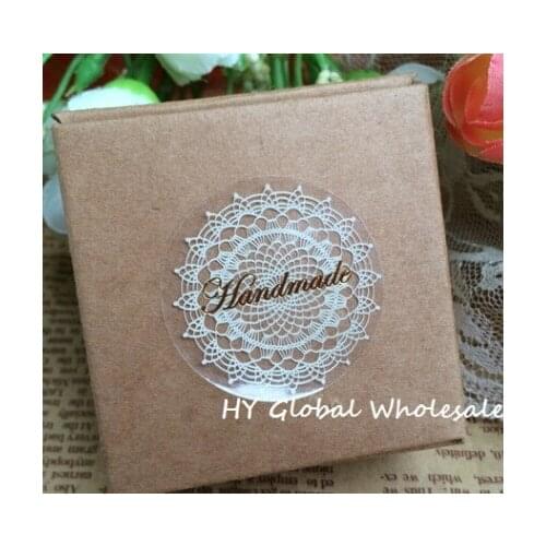 80PCS/Lot White lace and transparent Gilding style Sealing sticker DIY Gift posted Baking Decoration packaging label