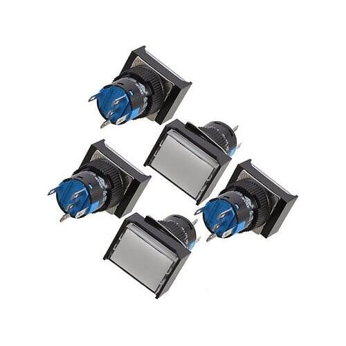 AC 220V Light 1P2T White Rectangle Cap Momentary Push Button Switch