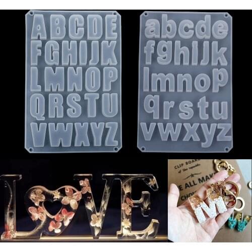 English Capital Letters Transparent Silicone Mold Lowercase Alphabet Epoxy Resin Molds For DIY Pendants Crafts Jewelry Making